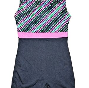 Freestyle Danskin Girls 1 Piece Leotard Dance Black Polka Dot Colors Size 6 / 6X